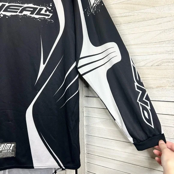 New Low Price! Oneal Motocross Racing Gear Black and White Long Sleeve Jersey - Picture 10 of 15